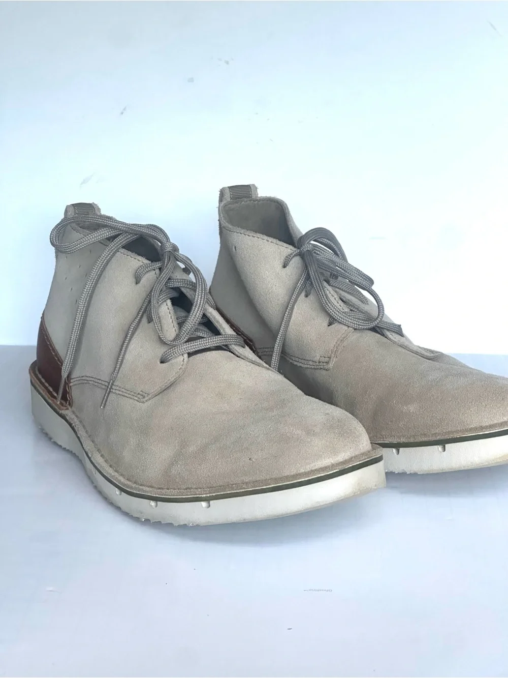 Clarks Shacrelite Mid Men’s 12M Beige Suede Chukka Boots Casual Lace Up Comfort